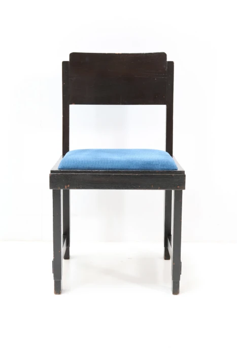 Set of 10 Art Deco Dining Chairs, Black Lacquered Oak, 1920s